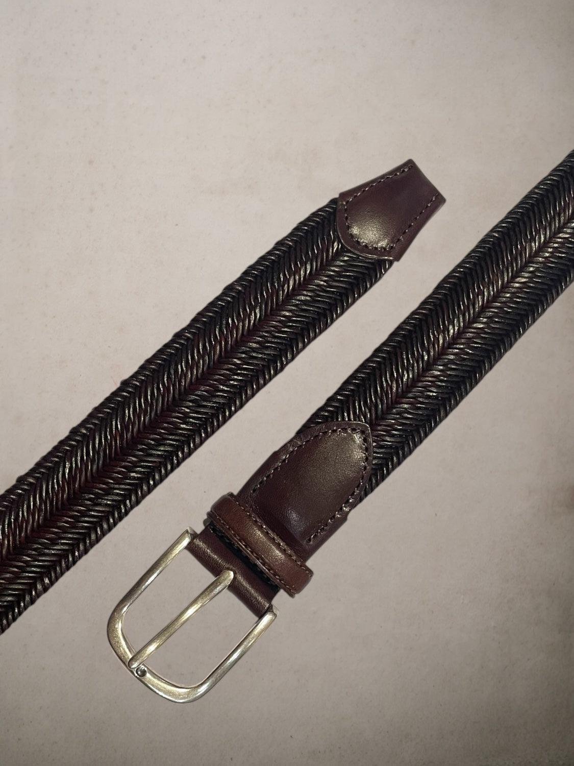 Brown Leather Belt Interwined