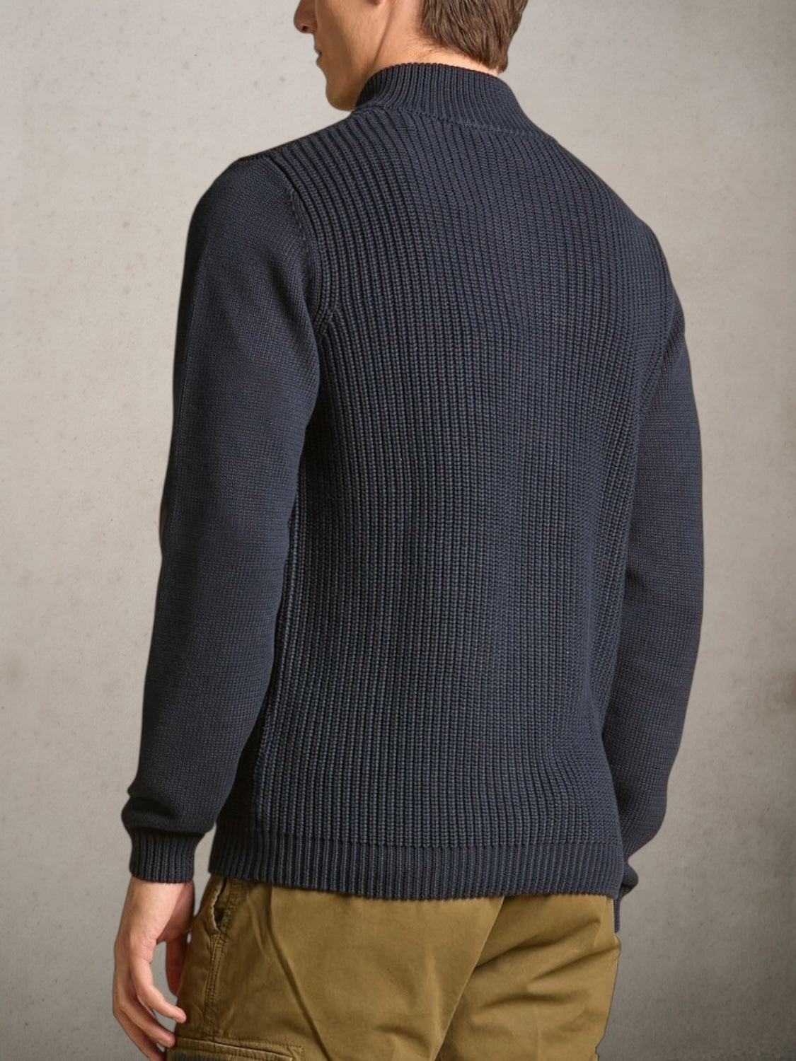 High-neck Sweater With Buttons Dark Blue