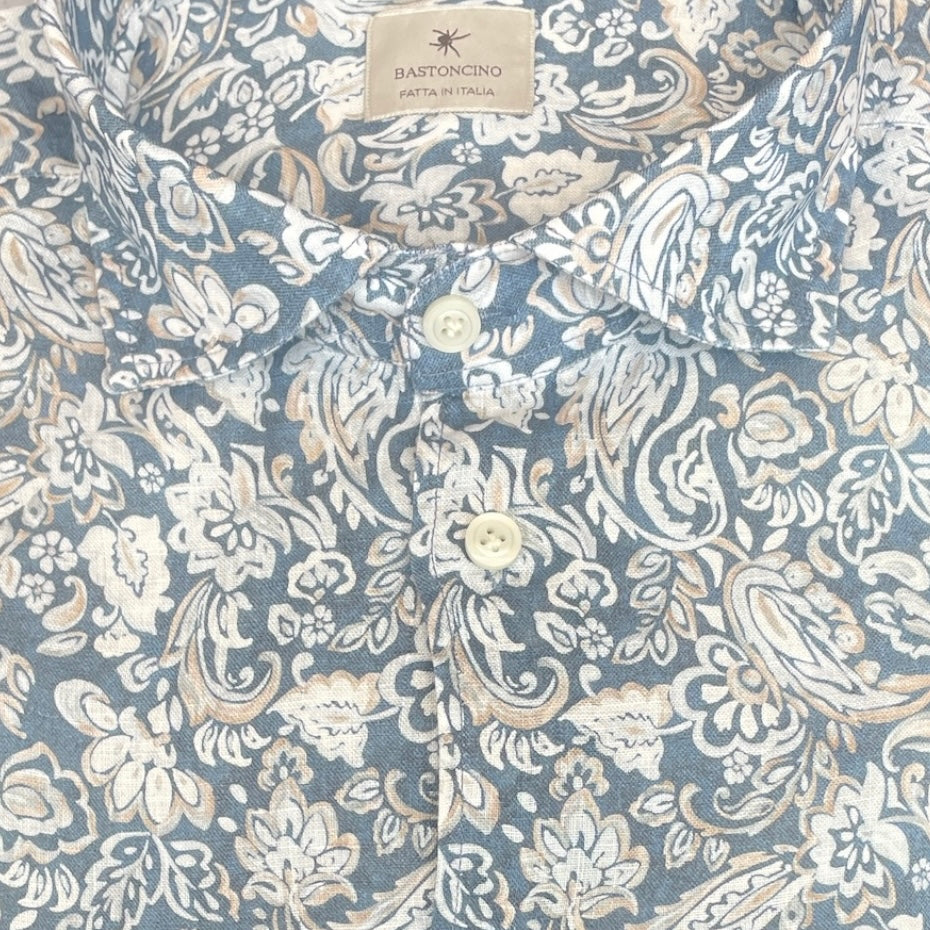 Linen Shirt India Light Navy - Vaturi