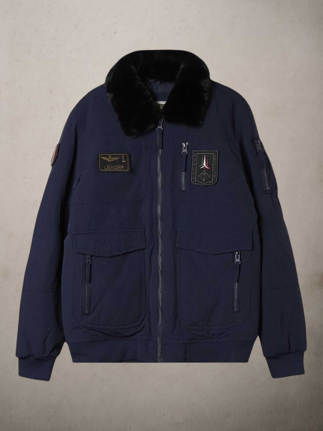 Pilot Jacket With Removable Collar
