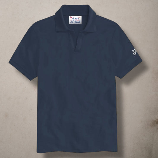 Cotton Piquet Polo Shirt Blue