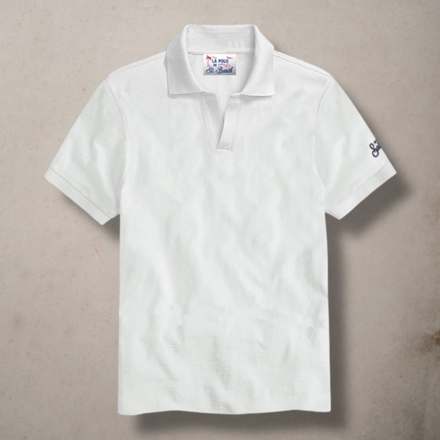 Cotton Piquet Polo Shirt Dusty Blue White