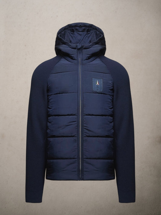 Padded Nylon And Rib-Knit Jacket Navy