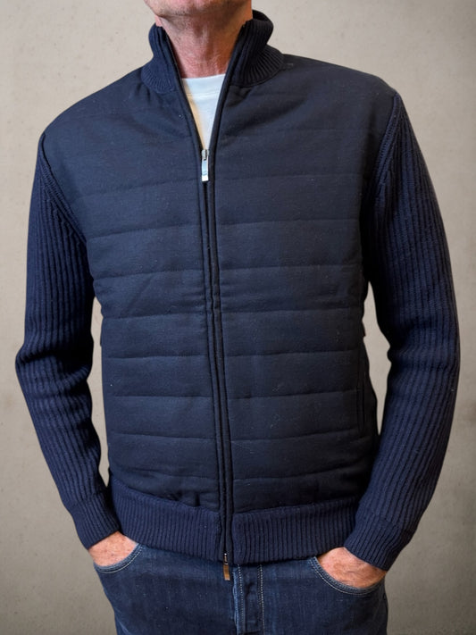 Paul Knitted Navy Jacket Light Grey