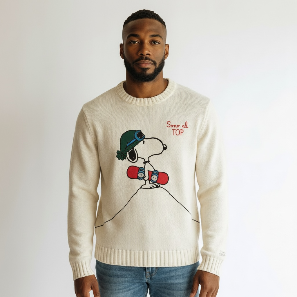 Crewneck Milk Snoopy Snow Bombarder - Vaturi