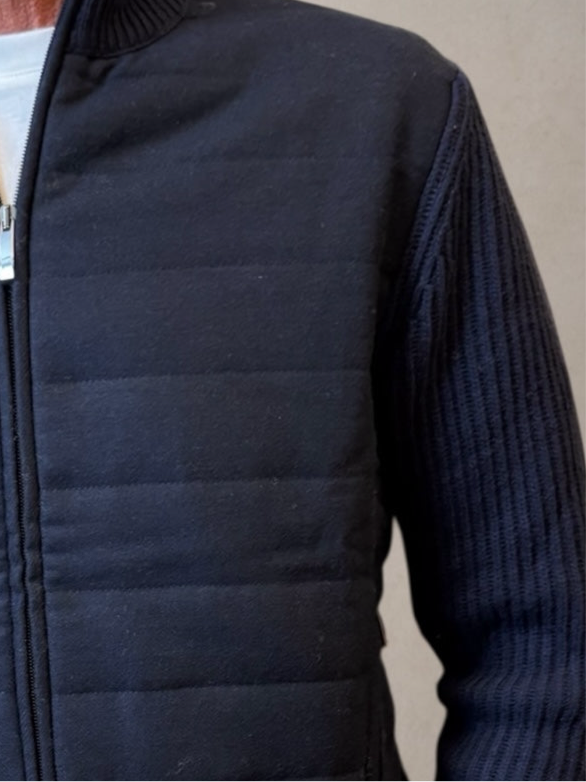 Paul Knitted Navy Jacket Light Grey
