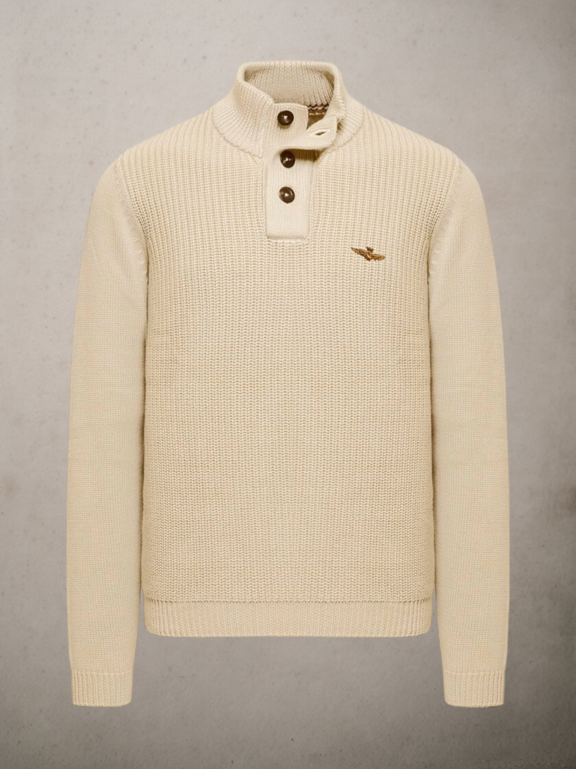 High-neck Sweater With Buttons Pelikan White