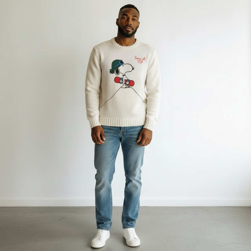 Maglione al latte Snoopy Tennis
