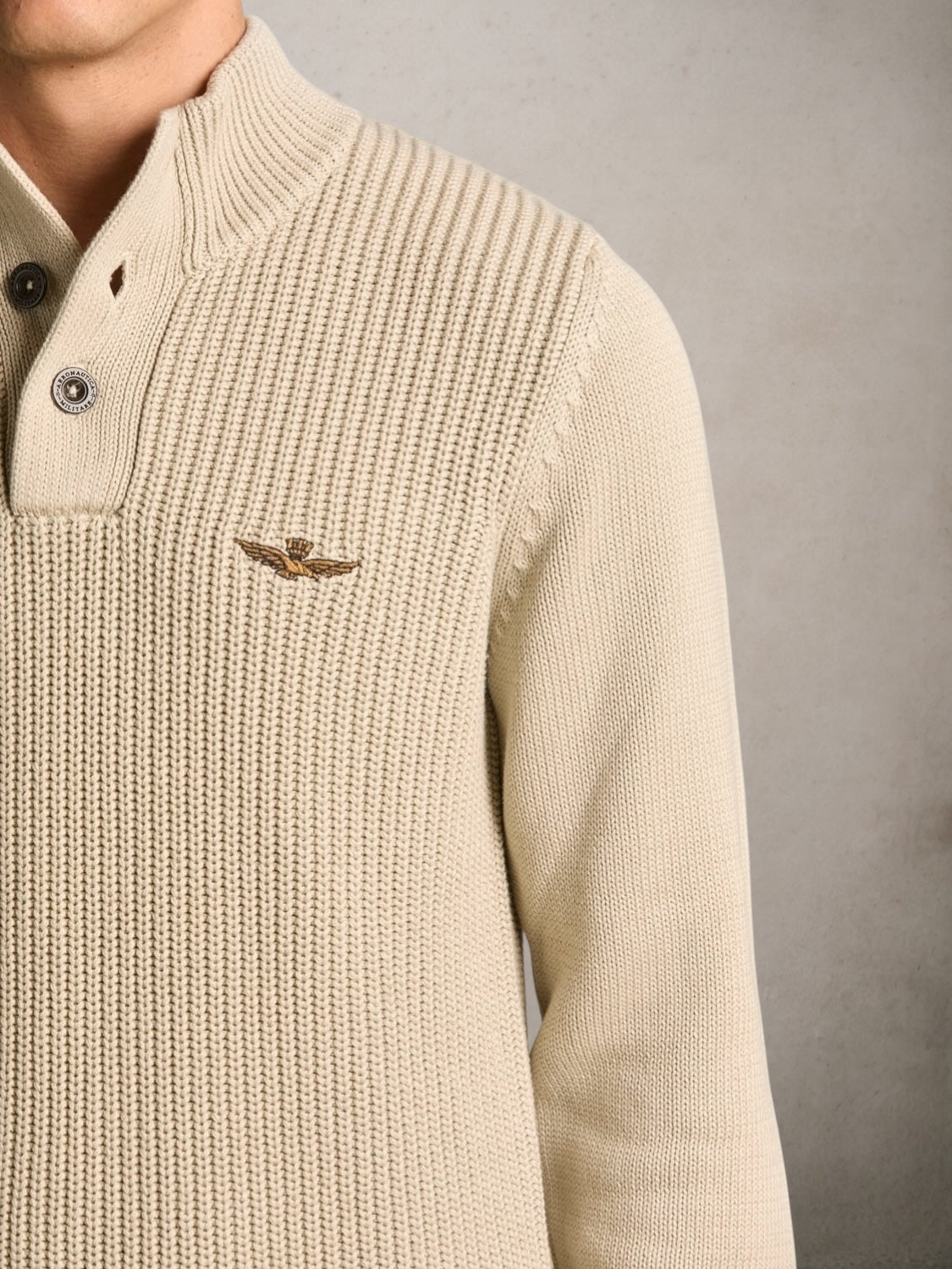 High-neck Sweater With Buttons Pelikan White