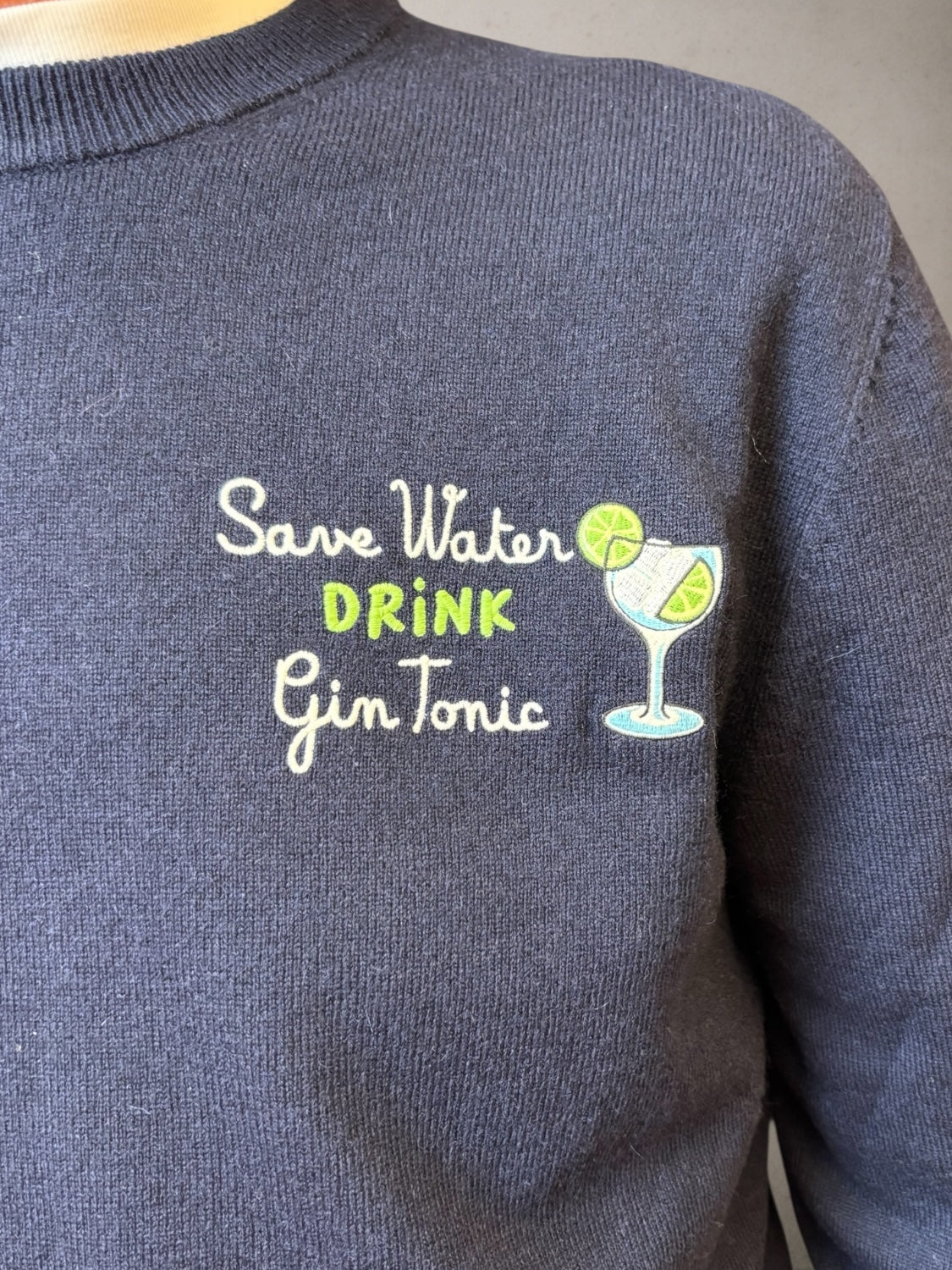 Crewneck Navy Save Water Drink Gin Tonic