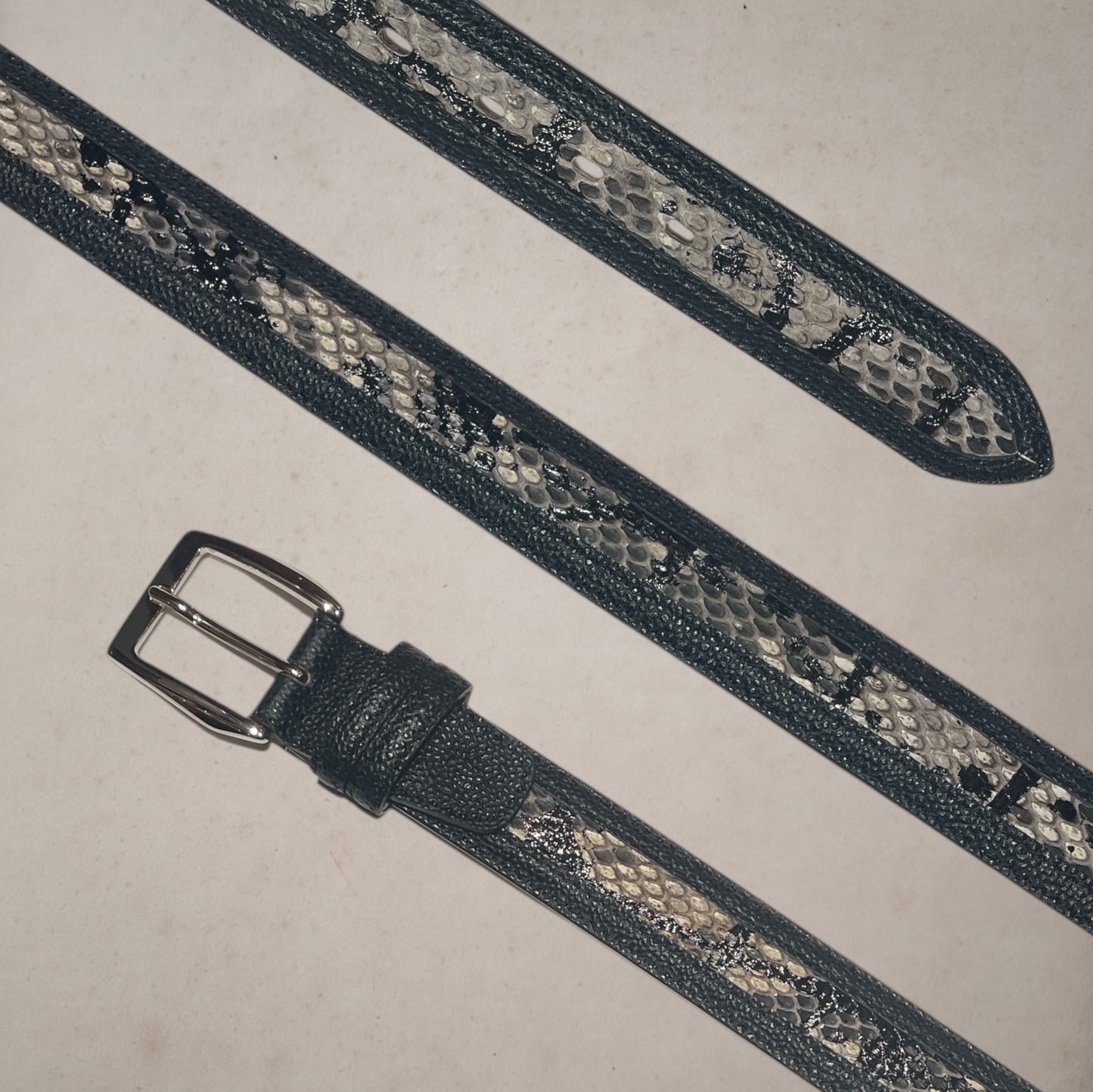 Tropea Leather and Grey Pyton Belt