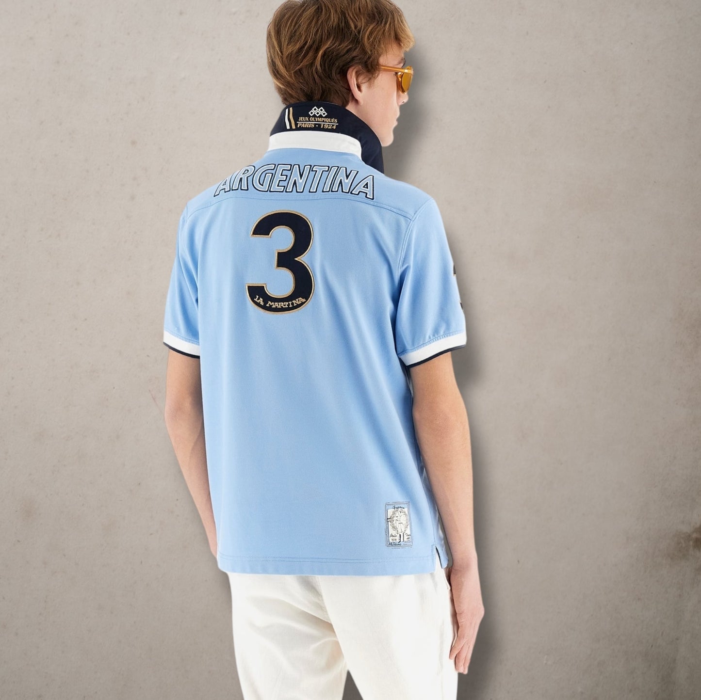 Polo in Strech Light Blue Pique- Alexis
