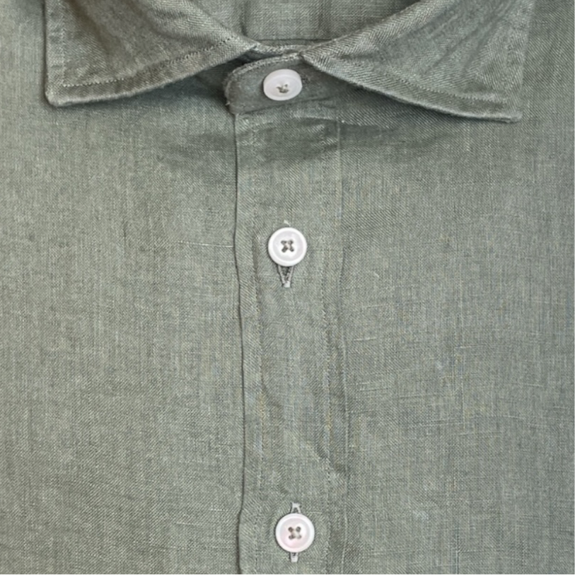 Shirt Green LInen - Vaturi