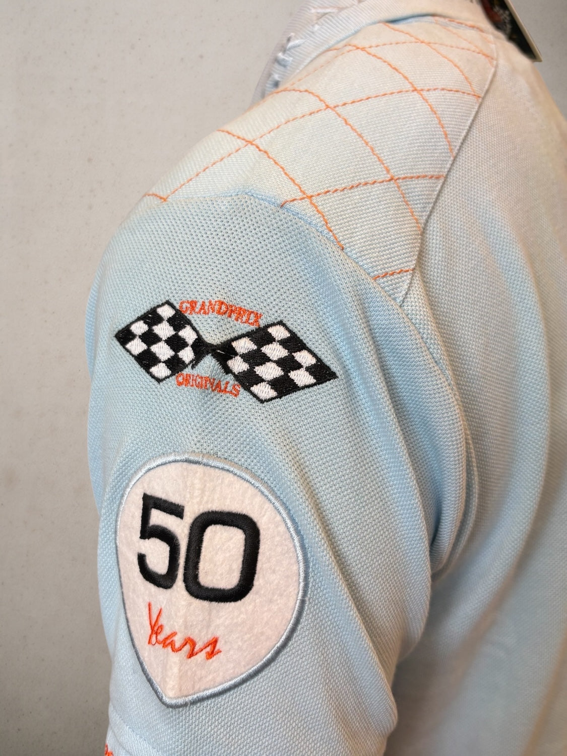 Gulf Light Blue And Orange Polo