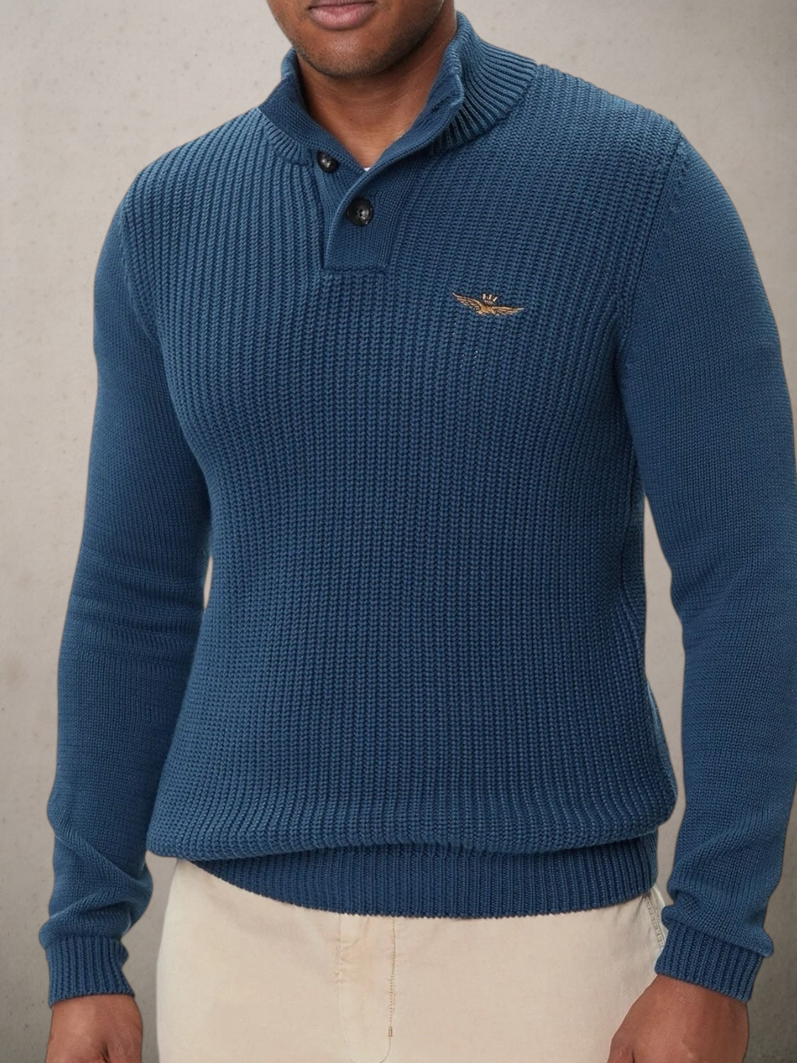 High-neck Sweater With Buttons Titan Avio