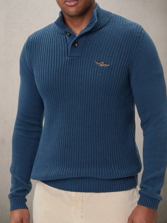 High-neck Sweater With Buttons Titan Avio