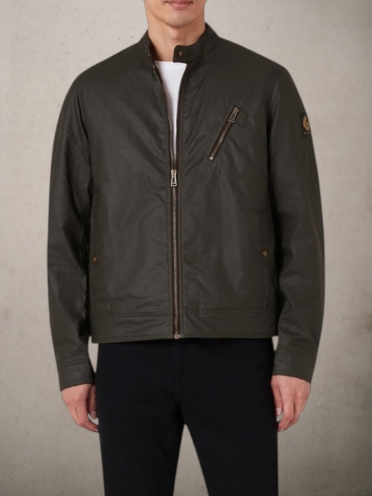 Sideline Jacket Waxed Cotton Olive Green