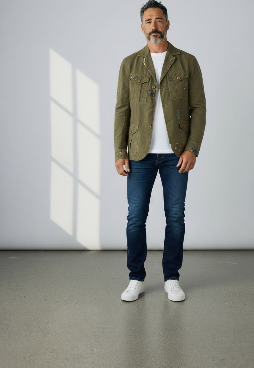Jacket Micro Flowers Green
