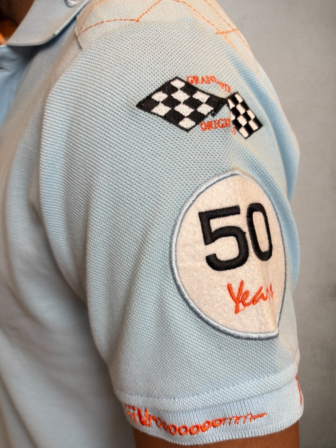 Gulf Light Blue And Orange Polo