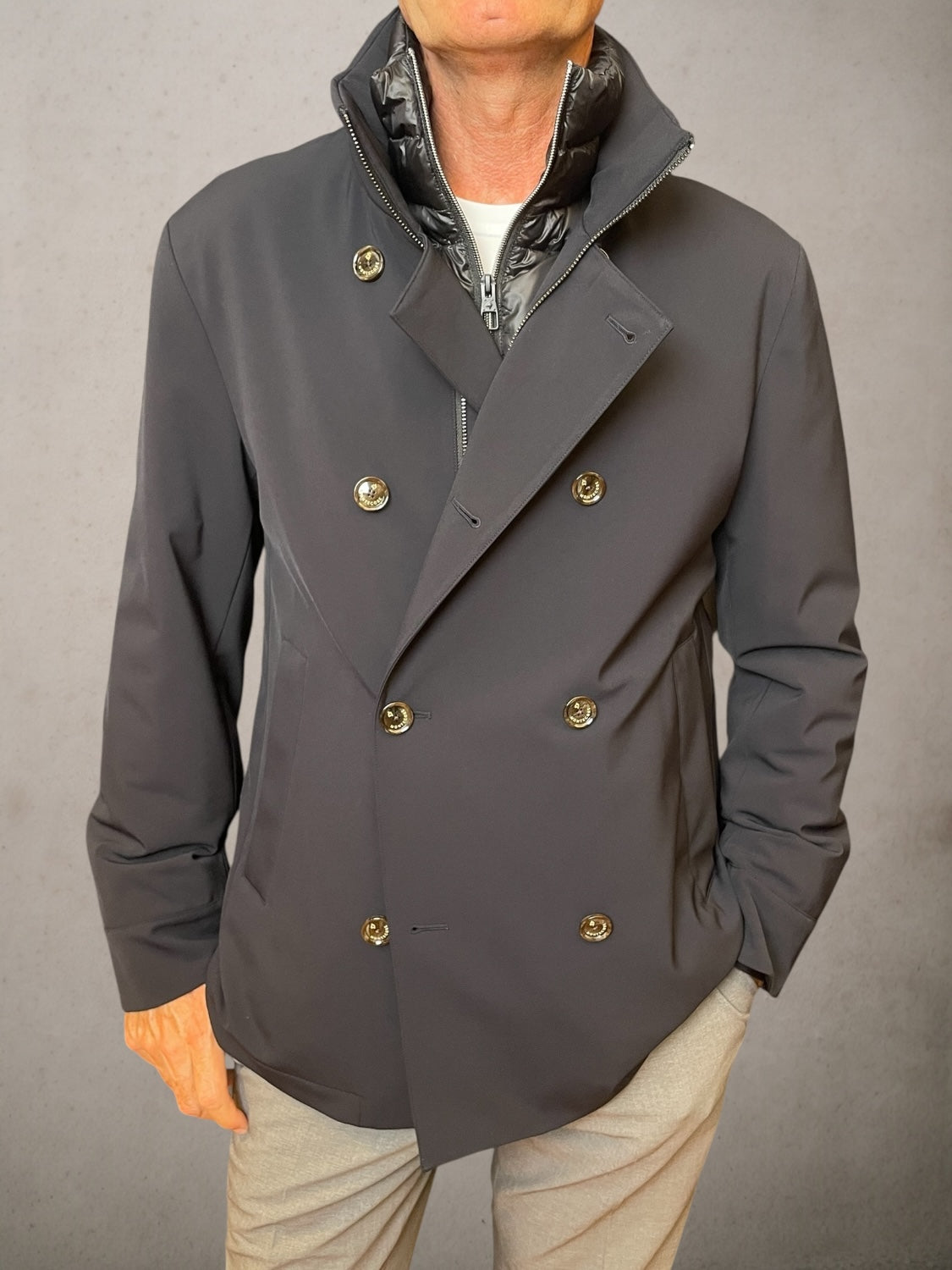 Double-breasted Jacket Padded With Light Down