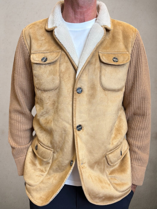 Denny  4-Pocket Beige  Microfibre And Wool Jacket l