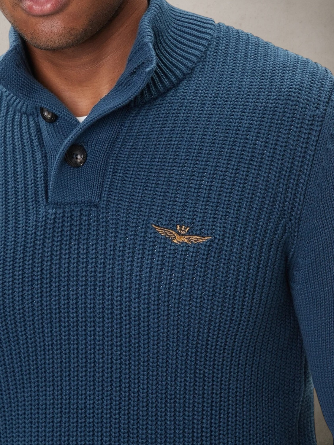 High-neck Sweater With Buttons Titan Avio