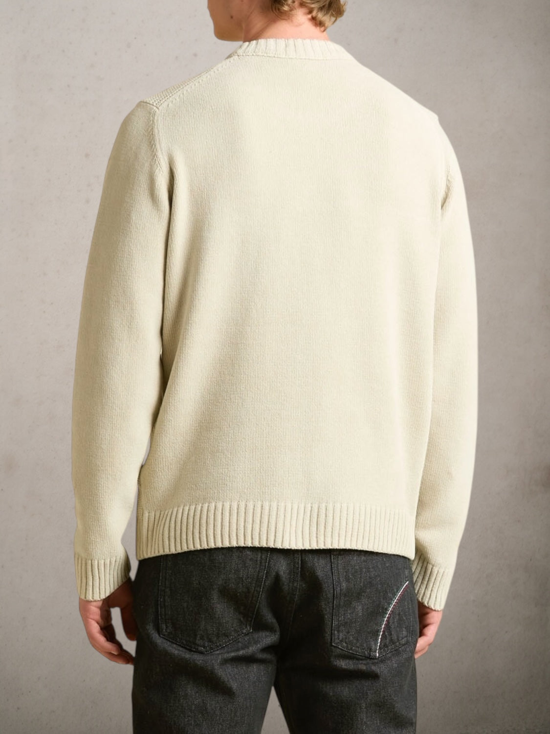 Chenille Sweater With Chest Pocket Pelikan White