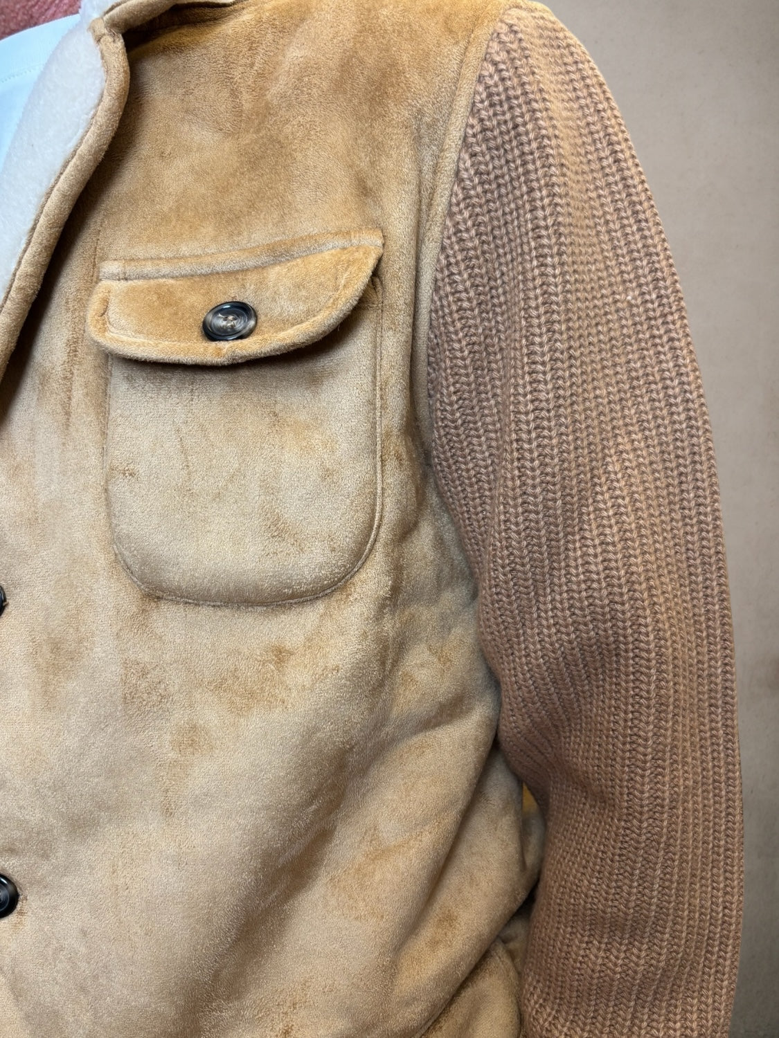 Denny  4-Pocket Beige  Microfibre And Wool Jacket l