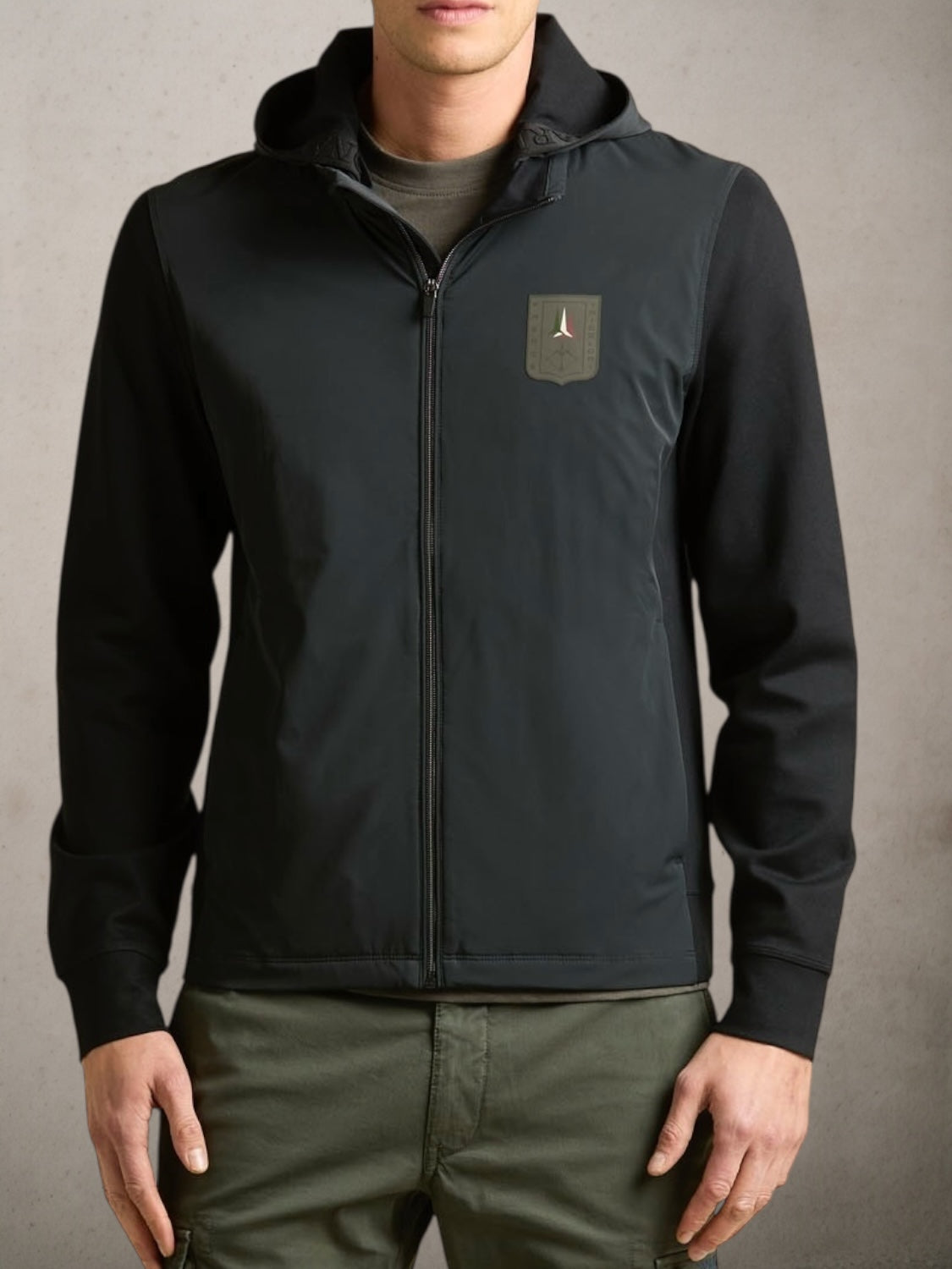 Black Hybrid jacket with removable hood