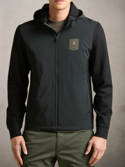 Black Hybrid jacket with removable hood