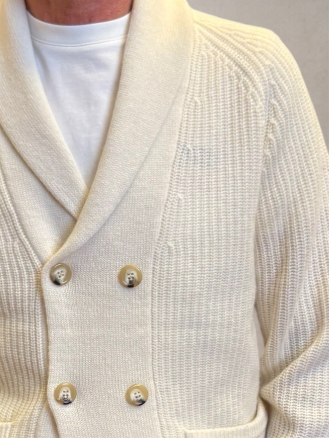 George Double Brasted Wool Cardigan