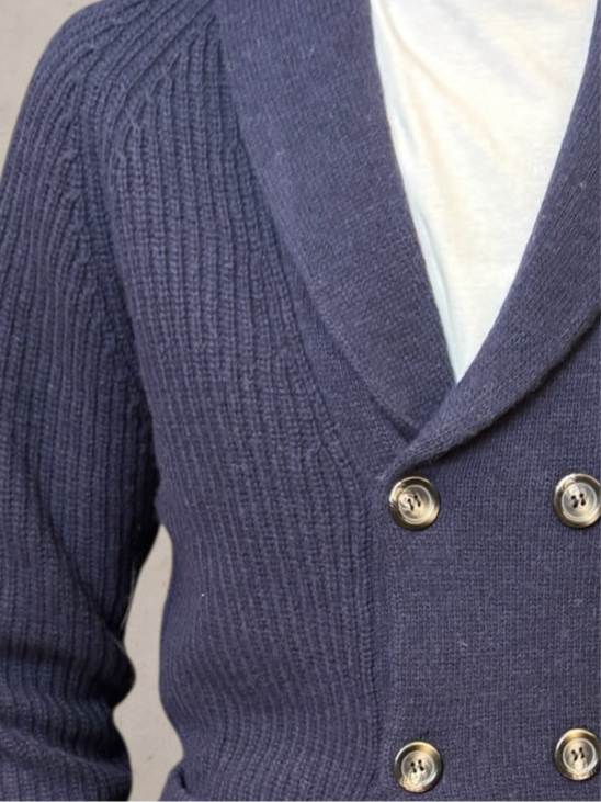 George  Double Brasted Navy  Wool Cardigan