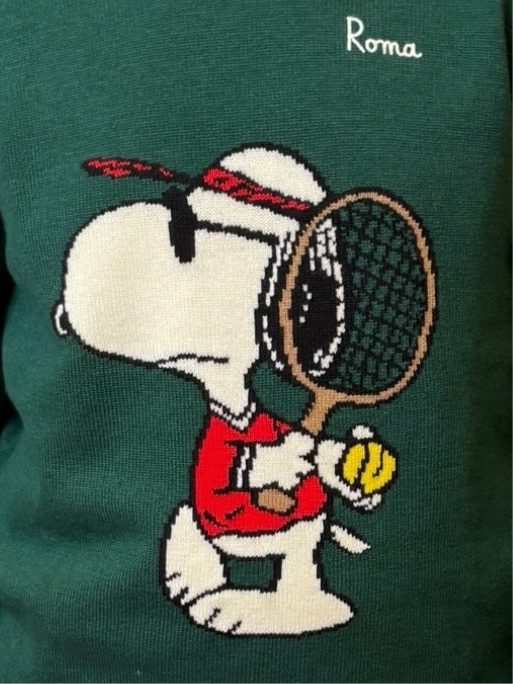 Maglione verde Snoopy Glamping