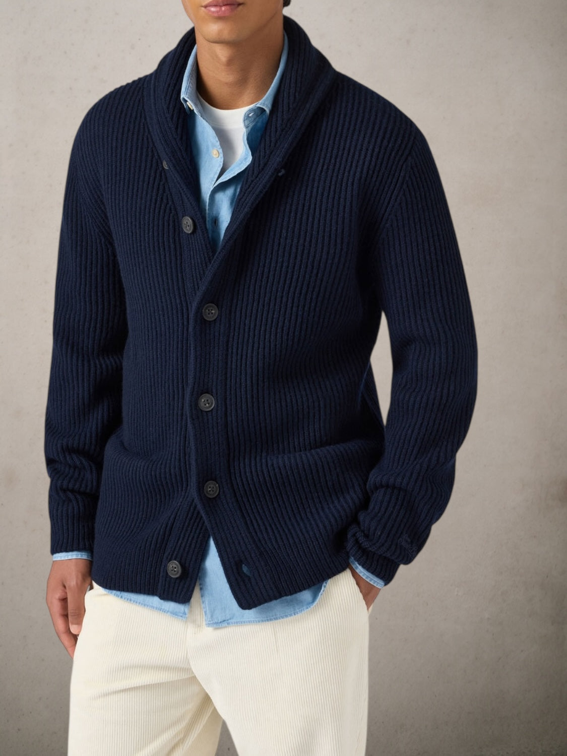 Cardigan Merino Wool Navy