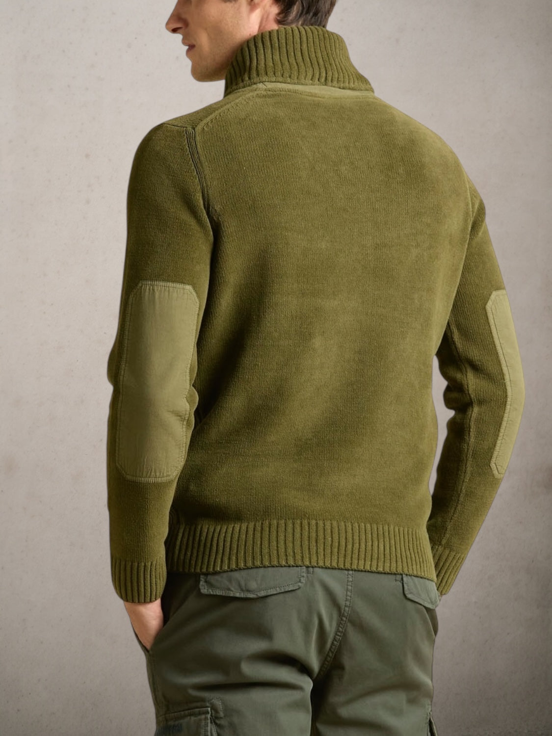 Shawl-collar sweater in cotton chenille