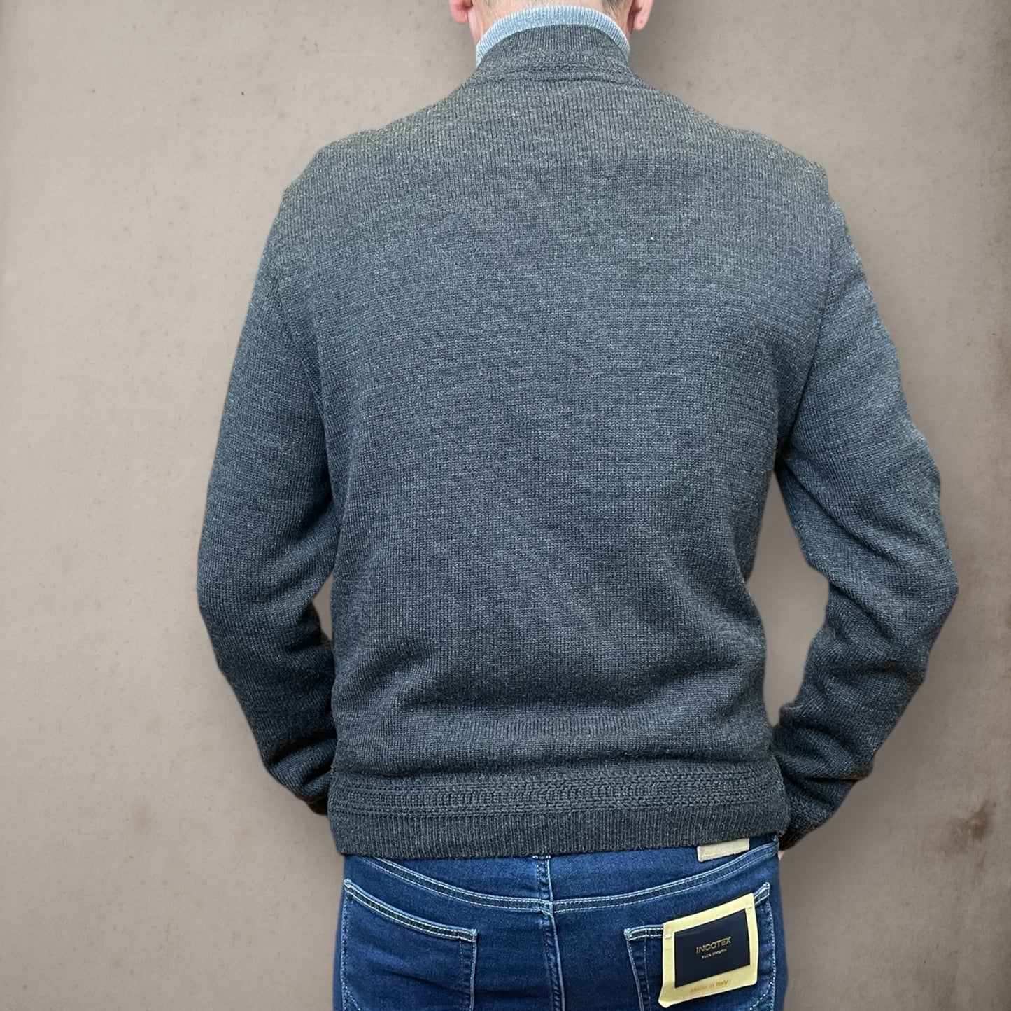 Brown Suede and Grey Fabric Jacket