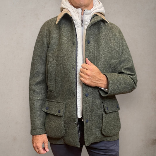 Green Jacket 4 Pocket  With Quilt And Hood