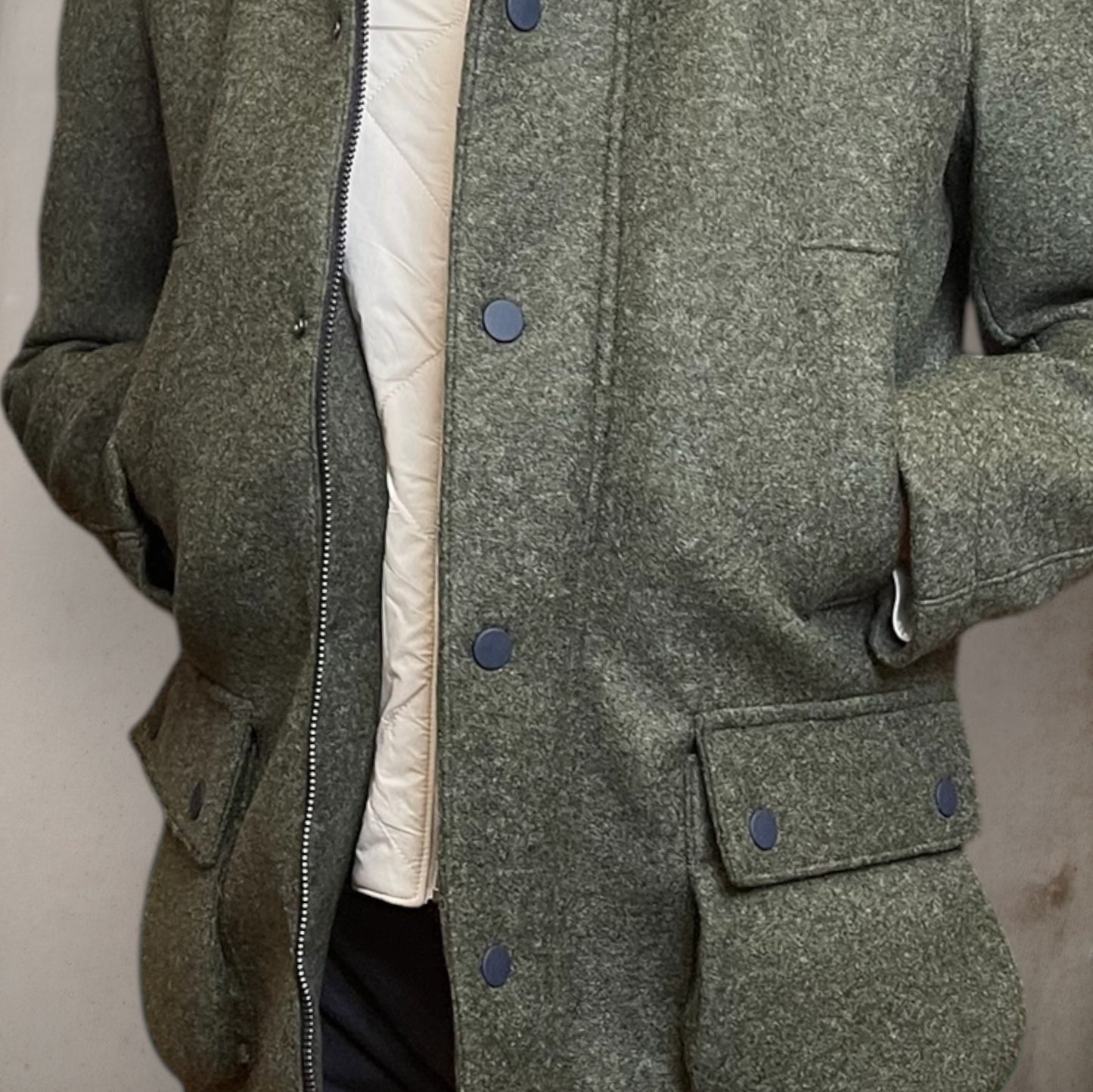Green Jacket 4 Pocket  With Quilt And Hood