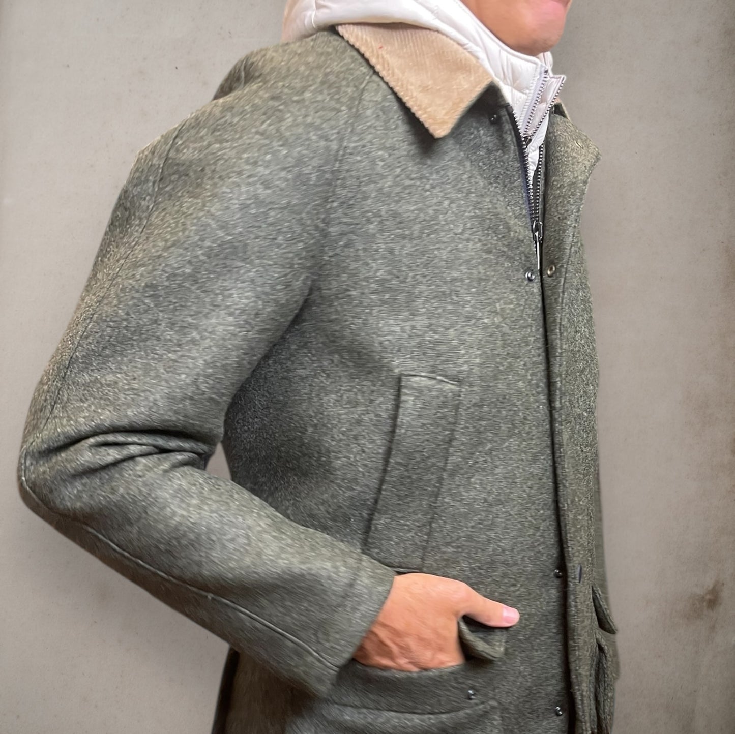 Green Jacket 4 Pocket  With Quilt And Hood