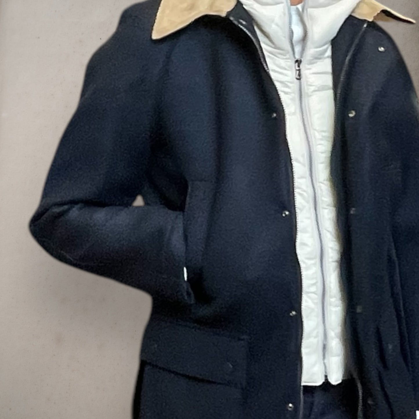 Navy Jacket 4 Pocket With Quilt And Hood