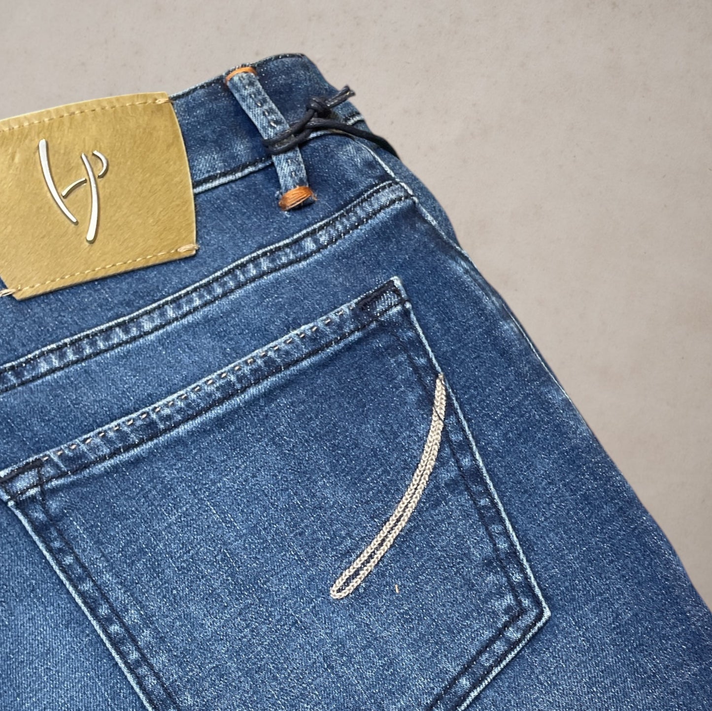 Handpicked Medium Light Navy Orvieto Pony Label Jeans