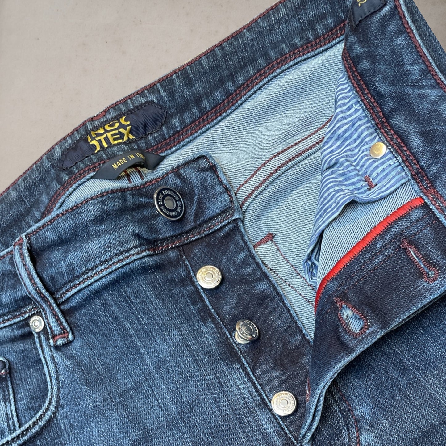 Jeans Incotex Ink Navy Champagne Etichetta