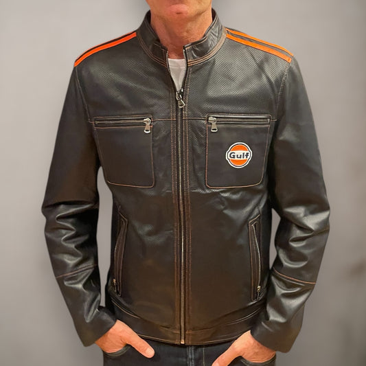 Biker traforato blu navy scuro