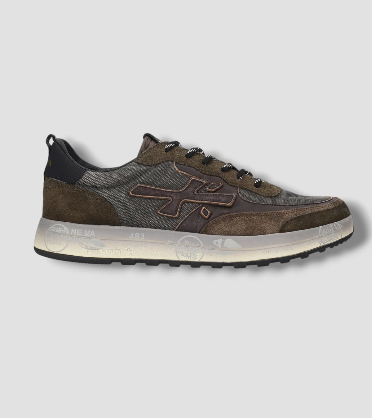 Sneakers Nous 8685 Olive Green and Brown