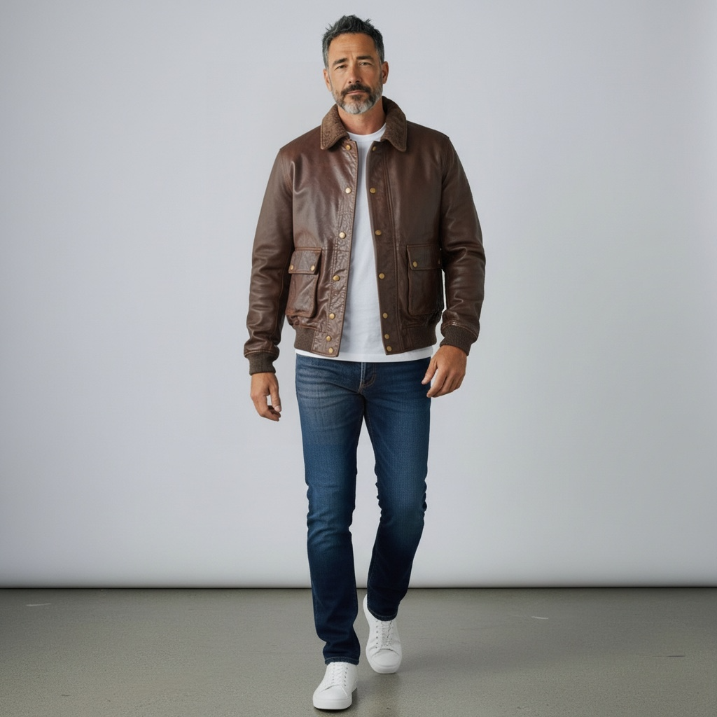 Ottaviano Brown Leathe Jacket - Vaturi