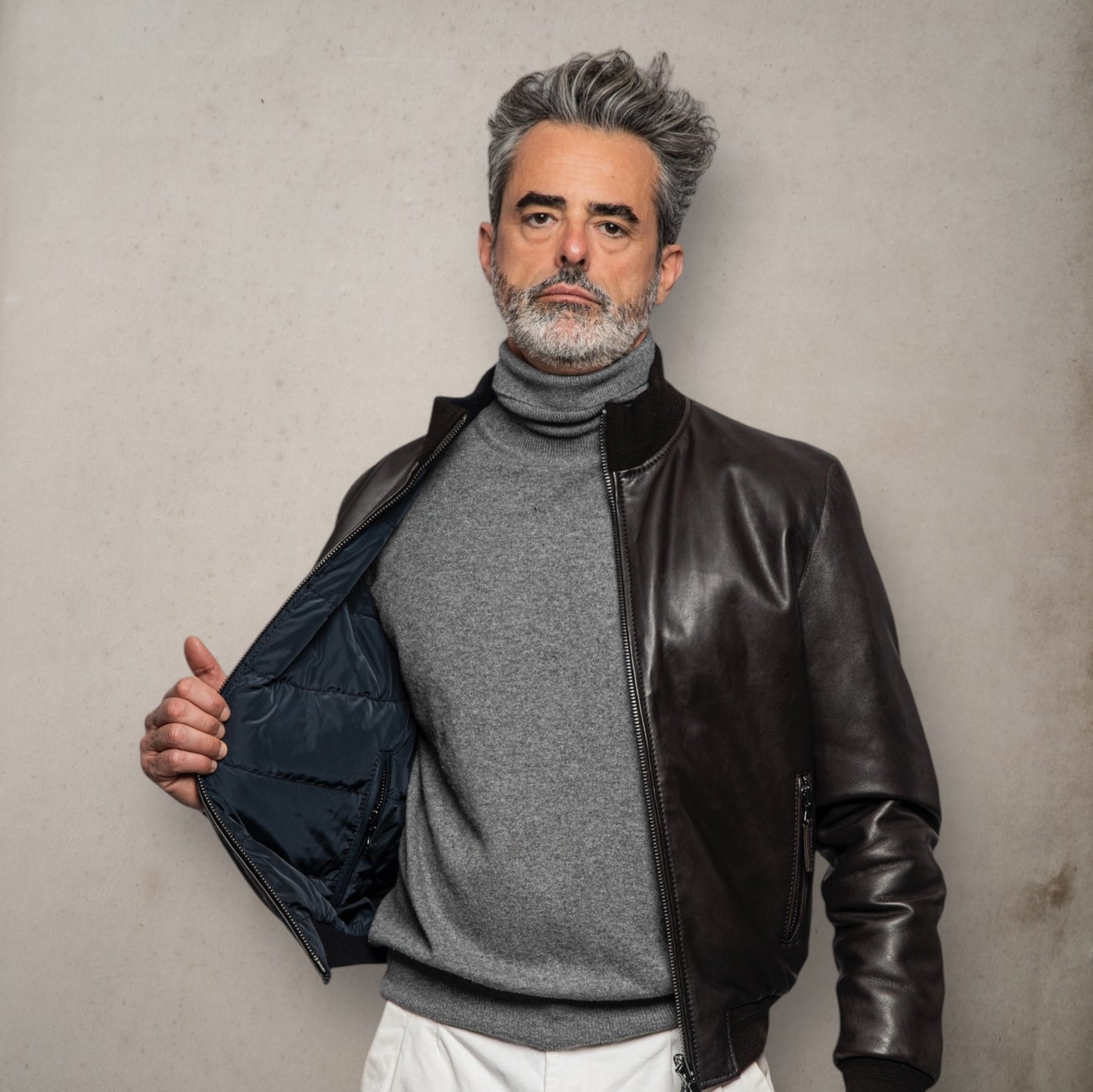 Derek Plongeèe Leather Black Reversible Jacket