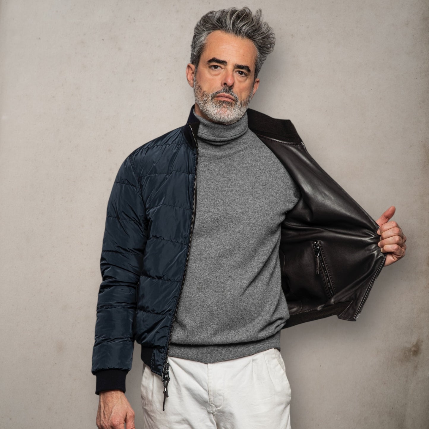 Derek Plongeèe Leather Black Reversible Jacket