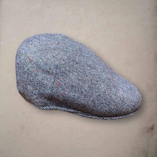 Navy Tweed Flat Hat