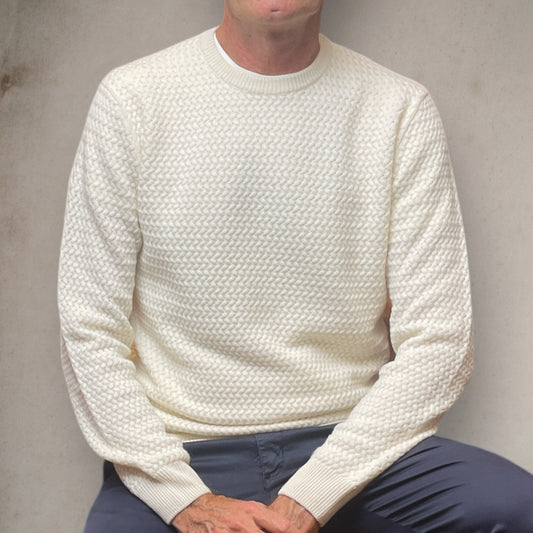 White Wave Crew Neck Sweater
