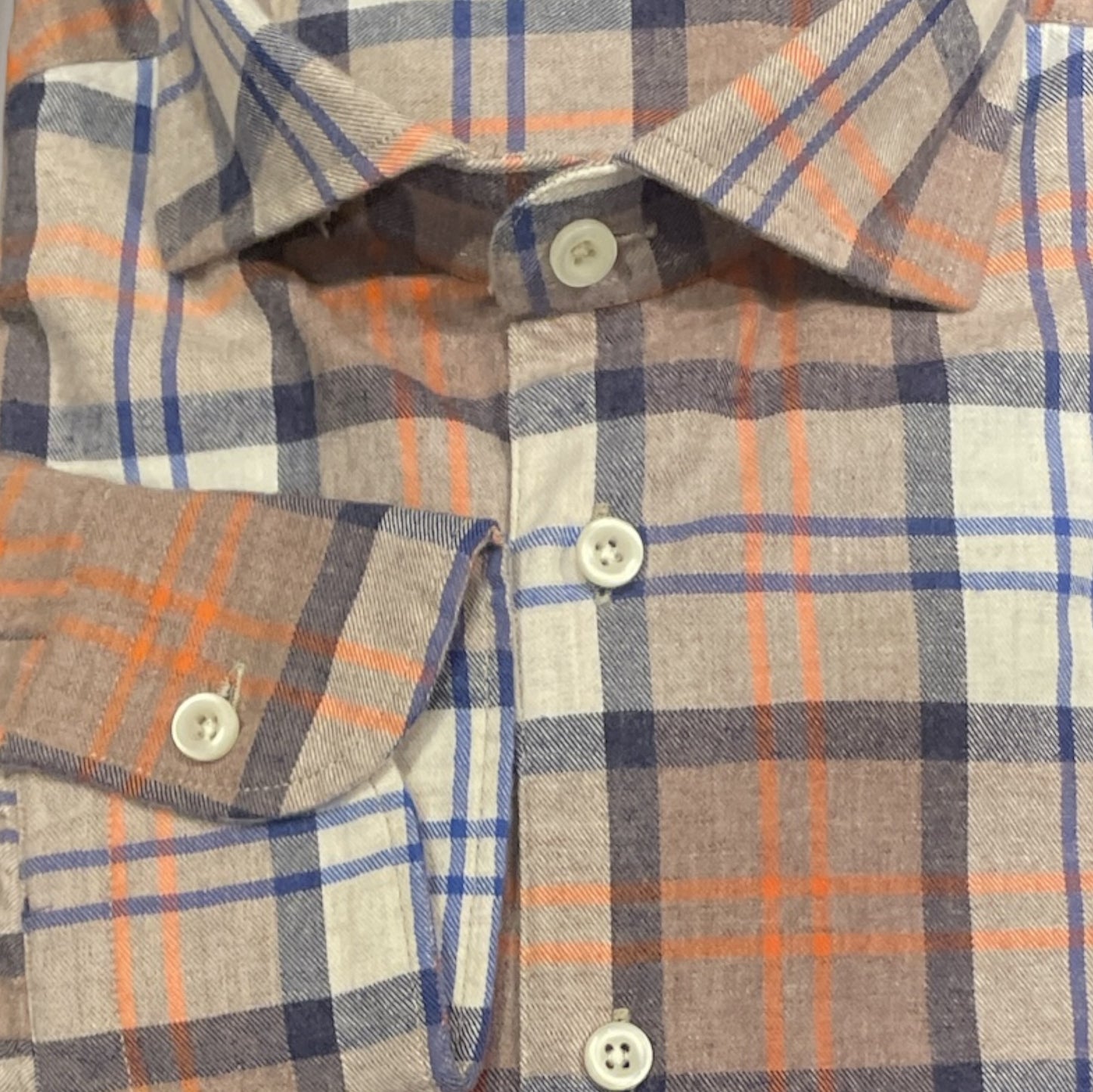 Check Flannel Shirt Orange Brown